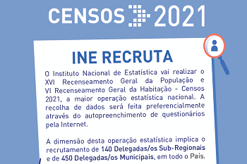 INE encontra-se a recrutar entrevistadores
