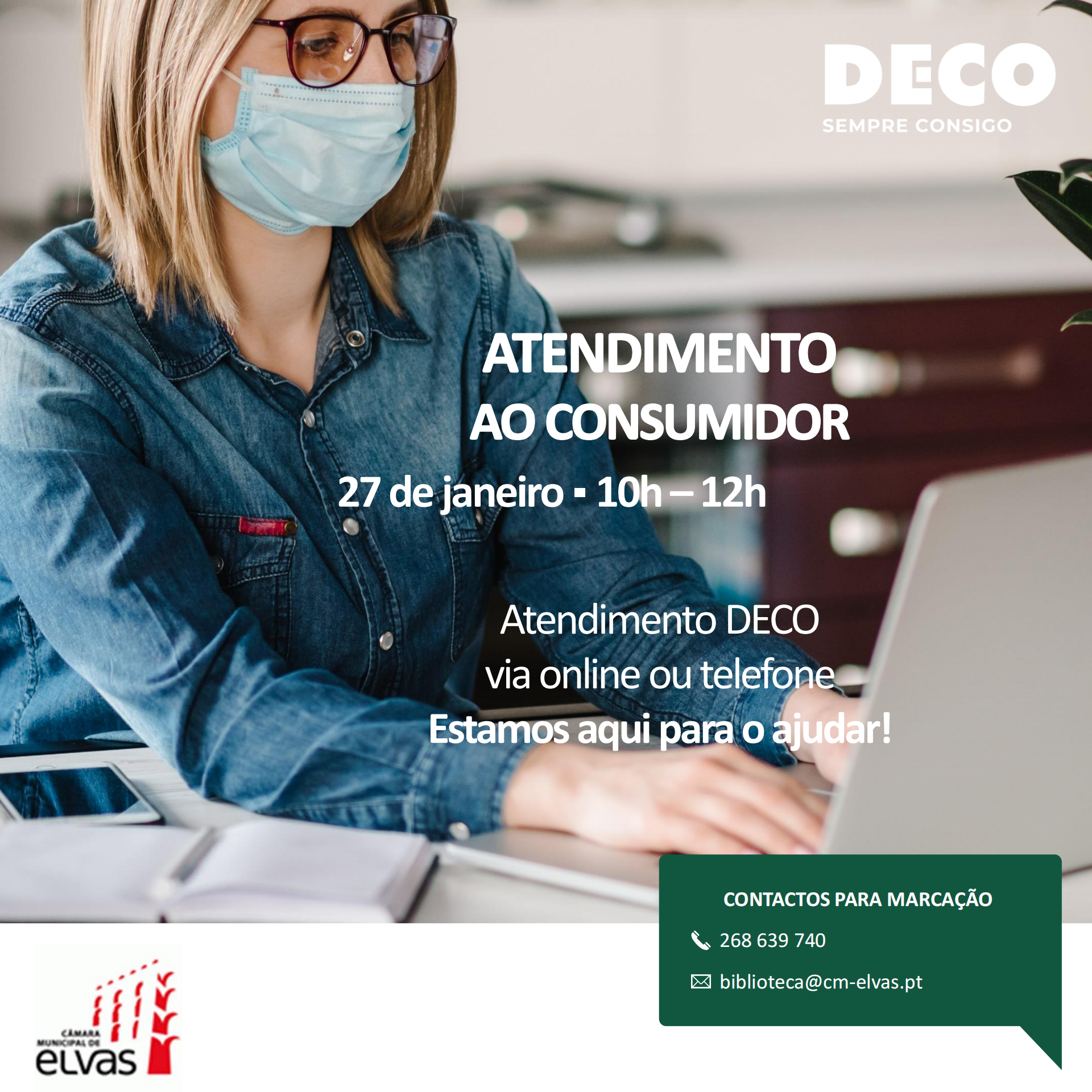 Cartaz Atendimento DECO_Online e Telefone - Elvas_00